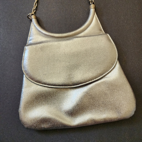 70s Vintage Silver Metallic Lamé Purse Bag Mod Disco - Picture 15 of 15